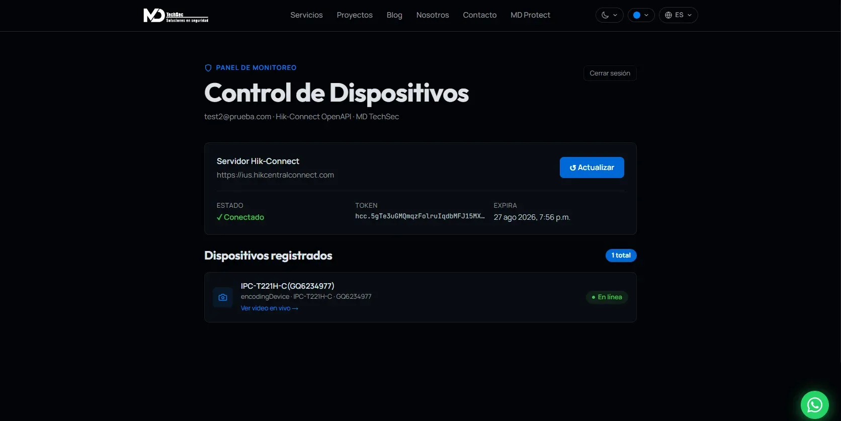 Login de MD Protect — acceso seguro para clientes